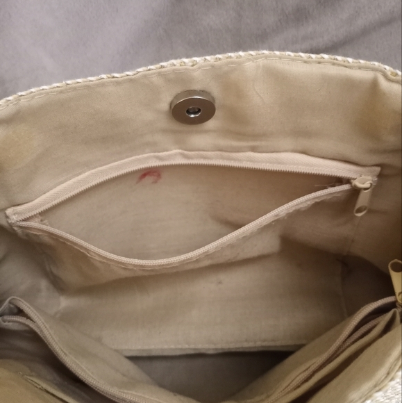 Vintage Tweed Lurex Gold/Cream Adjustable Strap Hand/Shoulder Bag - Picture 4 of 5